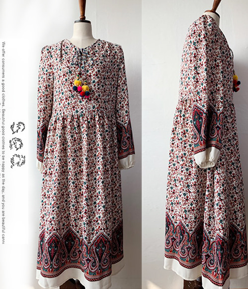 Sea newyor* tassel dress;루즈한 핏감으로 편안하게 사랑스러운 플로럴 원피스!!(비비스타일 한정 30% 할인이벤트/현금가/반품교환불가/ 정가98000)