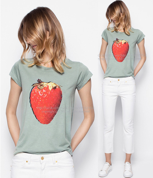 Zadig &amp; Voltai** strawberry print T-shirt ;바디라인이 아주 이뻐 보이는 기분 좋아지는 티셧!!(특가세일 30% 할인이벤트//반품교환불가/정가72000)