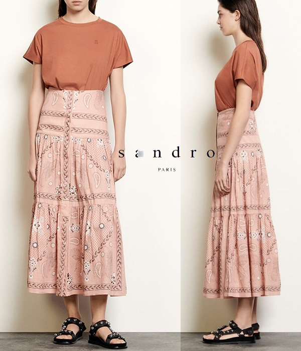 sandr* bandana-print maxi skirt;인디핑크의 사랑스런  컬러감과 활용도 만점 스커트!! ;피팅추가