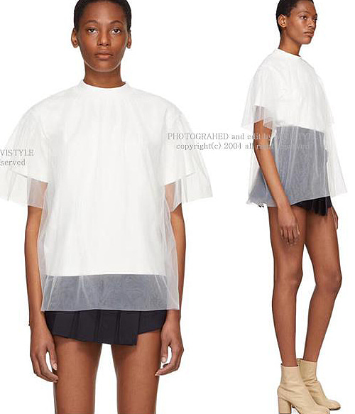helmut lan* overlay T-shirt; 보기엔 너무 이쁜데 입으면 너무 편한 코튼매쉬탑!{블랙/화이트}!!(특가세일 30% 할인이벤트/현금가/반품교환불가/정가81000)