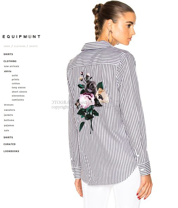 Equipmen*(or) Embroidered Stripe Button Shirt ;$280.00쿨한 감성과 페미닌함이 돋보이는 활용도 만점 셔츠를 합리적인 가격으로!! (특가세일 50% 할인이벤트/현금가/반품교환불가/정가171000)