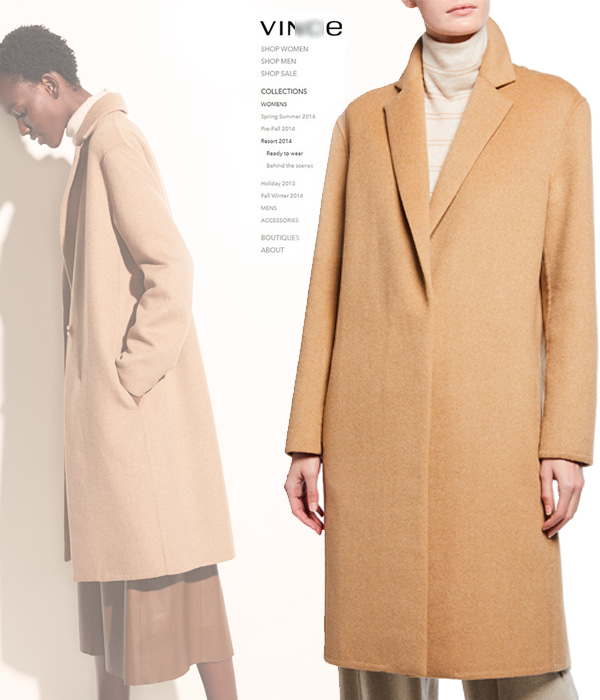 vinc*(or) Wool-Blend Coat ;₩1,280,000 가벼운 피팅감과 멋스러움은 기본!! ;피팅추가