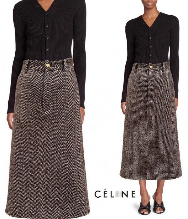 CELIN* Herringbone skirt ;브랜드 자수 디테일로 고급스러움을 더한 헤링본 스커트!!