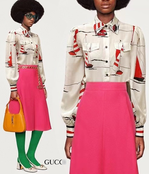 Gucc* print silk blouse;선명한 컬러감과 도회적인 프린팅으로 만나보셔요!!