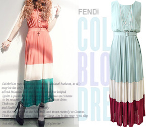 Fend*  color block pleated dress - 가장 트렌디한!!(비비스타일 한정 50% 할인이벤트/현금가/반품교환불가/ 정가92000)