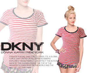 Dkn* (or) stripe red t shirt-100%코튼  소재로 무한 신축성과 부드러운 착용감을 자랑하는 제품~ !!! (비비스타일 한정 60% 할인이벤트/현금가/반품교환불가/ 정가65000)