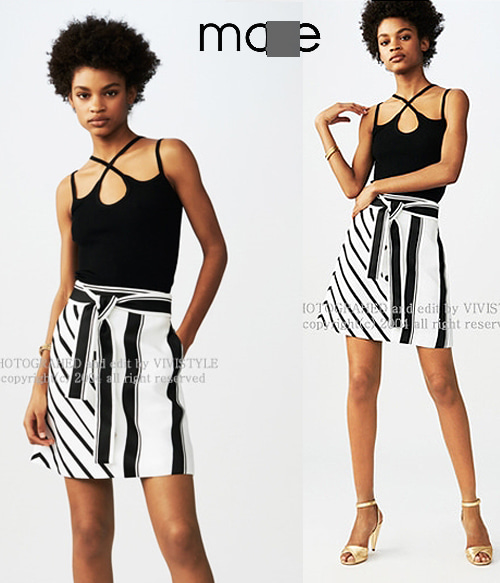 Maj*(or) Striped trapeze skirt;$230.00 드라마틱하게 슬림해보이는 에이라인 스커트!!(특가세일 30% 할인이벤트/현금가/반품교환불가/정가81000)