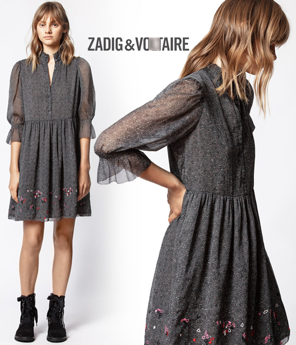 ZADIG &amp; VOLTAIR*(or)Embroidered mini Dress;밴딩슬리브가 너무 사랑스러운 프릴드렛!!