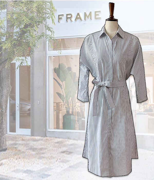 Fram*(or) striped shirts dress;두가지 스타일링이 가능한 세련된 무드의 스트라잎 드레스!! ;피팅추가