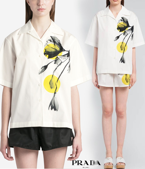 PRAD*  Tulip-Print Shirt &amp;shorts ;오리엔탈 무드 가득한 코튼 셔츠&amp;쇼츠^^