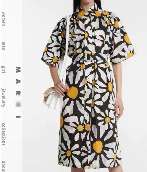 marn* floral print dress;시원하고 화려한 프린팅의 벨티드 드레스!!
