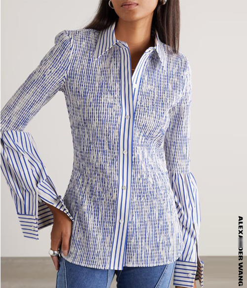 ALEXANDER WAN* Smocked striped shirt ;스모크 디자인으로 편안하게~블루 스트라잎으로 산뜻하게!!