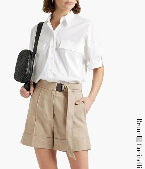 Brunello Cucinelli* belted shorts: 에이라인의 벨티드 디자인/입으면 슬림해지는 코튼쇼츠!!