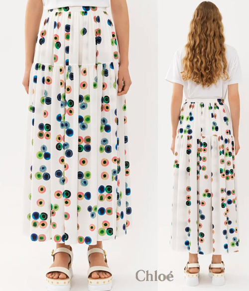 chlo*(or) printed skirt ;걸을때마다 하늘거리는 핏감이 아주 로맨틱하고 기분좋은  프린팅 실크스커트~~ ;피팅추가