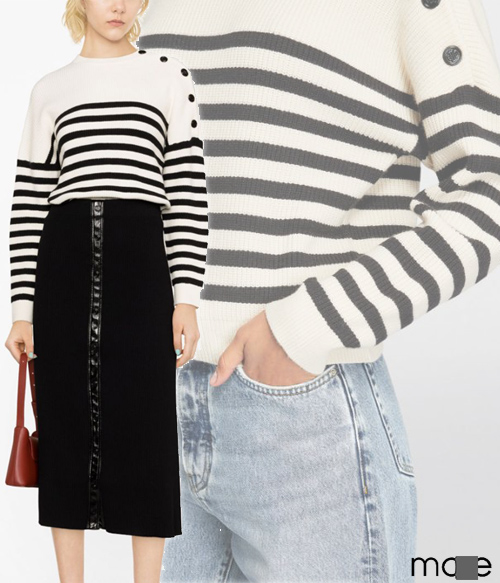 MAJ*(or)  striped sweater ;산뜻함을 더해줄 스트라이프 스웨터~하프프라이스로 입고!!