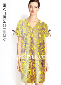 balenciag* silk v-neck printed dress - 패턴감이 남다른! 너무나 웨어러블해요~(비비스타일 한정 40% 할인이벤트/현금가/반품교환불가/ 정가99000)