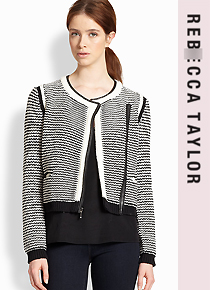 rebecca taylo*(or) striped knit jacket with leather trim - 품절1 순위!! 따스하고 엣지있는 아이템! 