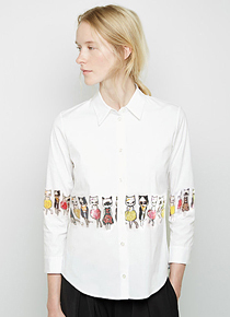 cats garden embroidered shirt - 컬러감있는 캣츠 프린팅이 돋보여요^^