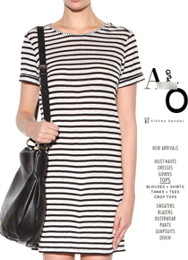 Alice + Oliv*(or) Black and white linen blend striped dress;가장 심플한 것이 가장 세련됨을 보여주는!!! ;피팅추가