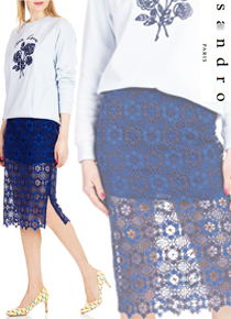 sandr*(or) Lagon Lace Pencil Skirt; $290.00 페미닌함과 도회적인 감성이 아주 멋스러운!!;피팅추가