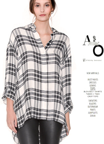 Alice* + olivia(or) Roll-Cuff Plaid Shirt ;KRW 343,800 입어보면 생각이 달라지는 오버핏 체크셔츠!!