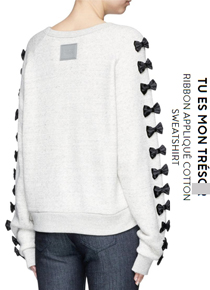 Tu Es Mon Treso*(or) Ribbon Applique Cotton Sweatshirt ;처음 선보여드리는 힙브랜드의 리본 스&amp;#50939;셔츠!