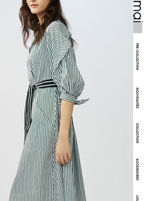 MAJ*(or)  striped cotton shirt dress; $340.00 활동감 보장해주는 산뜻한 리본원피스!! ;피팅추가