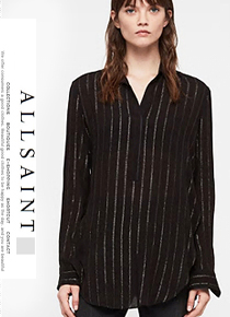 AllSaint*(or) Striped Shirt;$290.00 골드메탈릭의 럭셔리함과 무심한듯 가벼운 튜닉!!