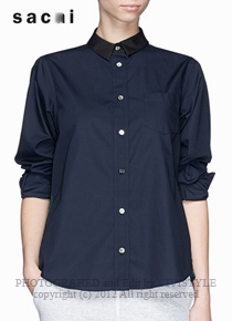 saca*(or) sheer back contrast collar shirt - 셔츠와 블라우스의 환상적인 믹스^^ 