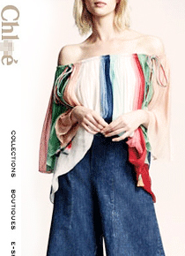 Chlo* Rainbow-Striped Silk Tassel Top ;여성여성한 플레어 레인보우탑!!