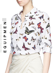 Equipmen*(or) Slim Signature Butterfly-Print blouse;클래식한 감각이 고급스러운 소재로 편안한 착용감을 드려요~$395.00